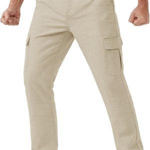 Men's Hiking Cargo Pants Lightweight Waterproof Ripstop Stretch Travel Fishing Pants with Multi Pockets