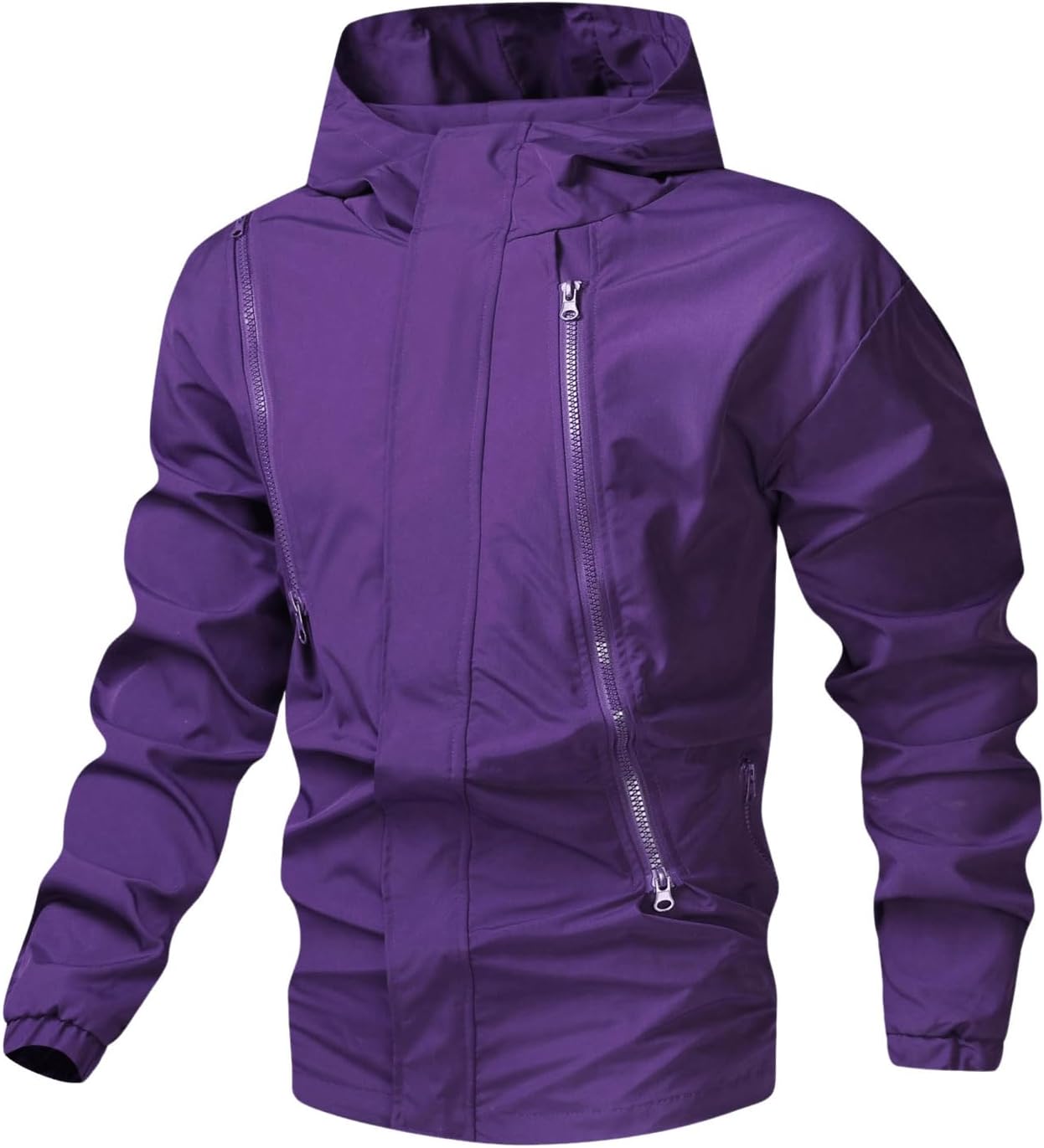 Men's Zip Up Hoodies Jacket Long Sleeve Windbreaker Jacket Outerwear with Pockets