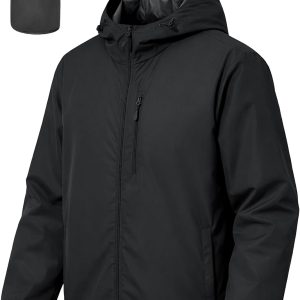 Men's Cycling Jacket Rain Jacket Waterproof Windbreaker Raincoat Running Hiking Gear Hood Lightweight Packable