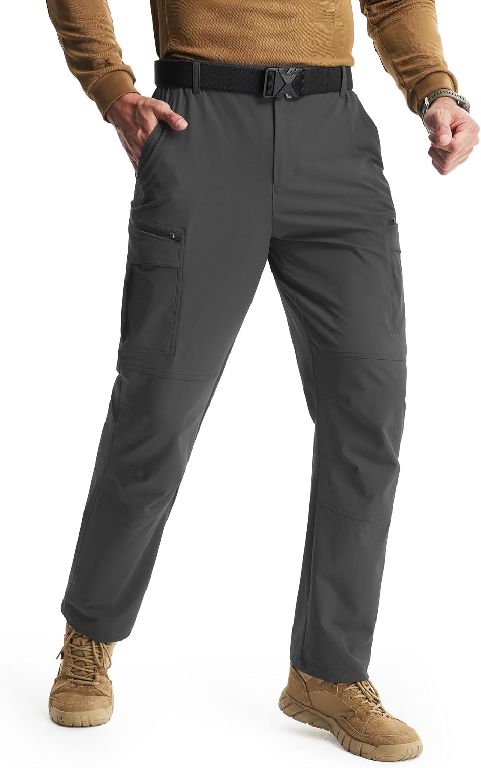 Men's Hiking Pants with 8 Pockets Lightweight Stretch Cargo Work Pants Quick Dry Water Resistant Travel Outdoor