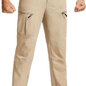 Men's Hiking Pants Lightweight Waterproof Nylon Cargo Work Pants Quick Dry Stretch Travel Fishing Pants 6 Pockets